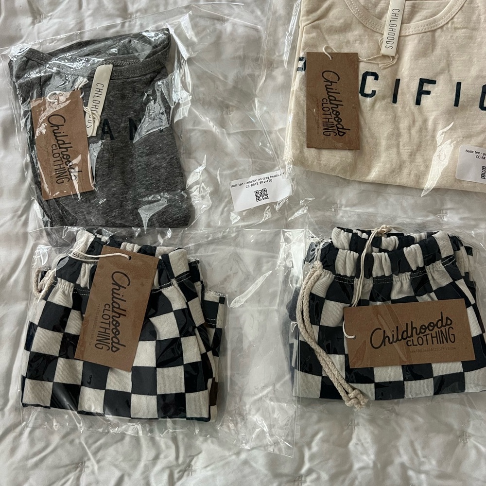 Childhoods Clothing Kids Matching Set - blue and White Checkered shorts
